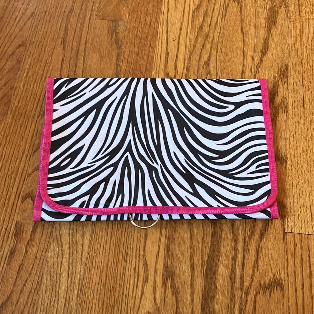 Travel NEW 24 compartments jewelry or toiletries bag, zebra print
